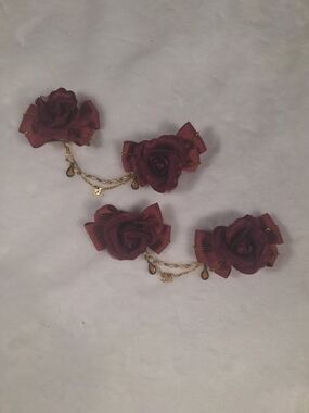 Innocent World Burgundy Rose Chain Hair Ornaments | Set of 2 🎀